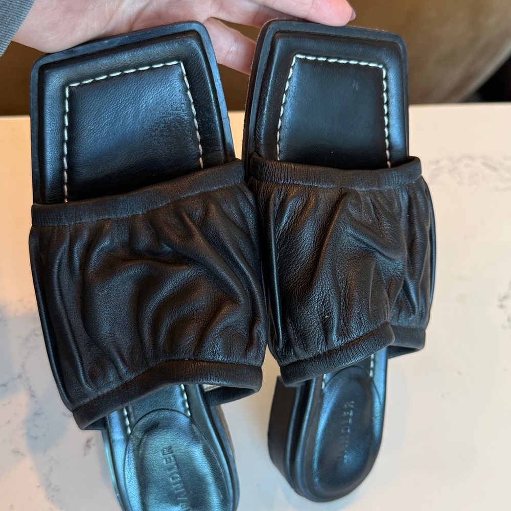 Wandler Mila Puffy Lambskin Flat Sandal Slip-On Mule Black Color Size 38 US 8.5 - Picture 15 of 15